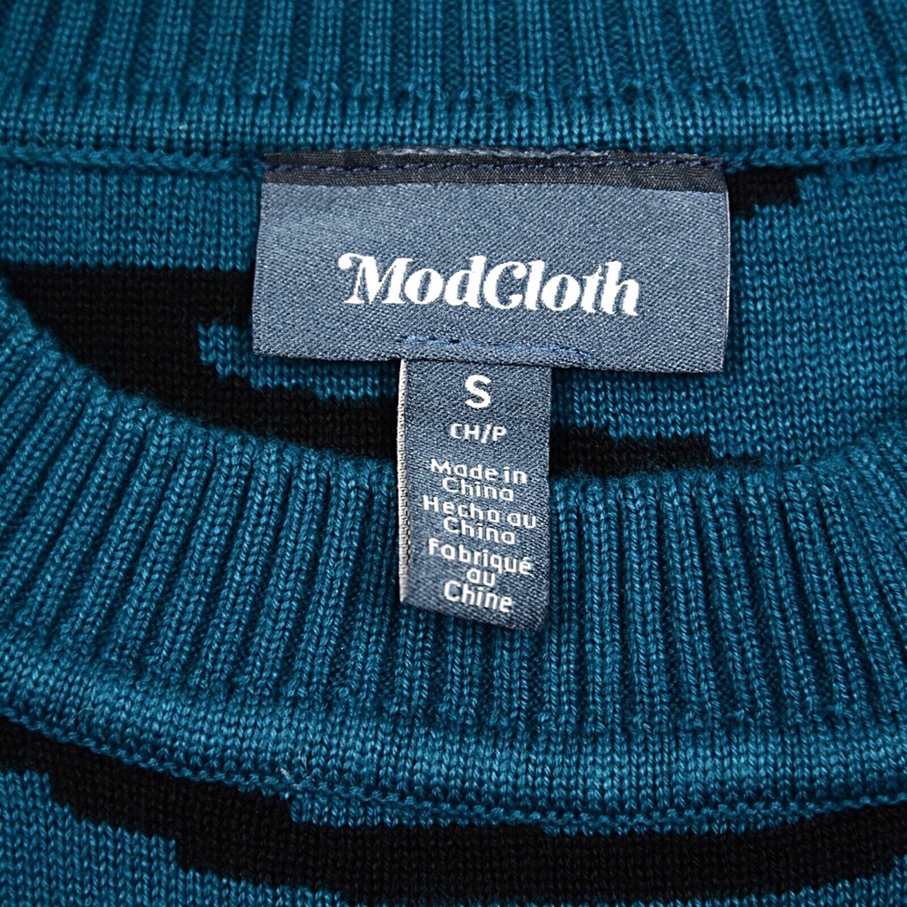 MODCLOTH Pullover Call to the Wild Zebra Abstract Pullover Cozy Soft Women Small - Picture 4 of 8